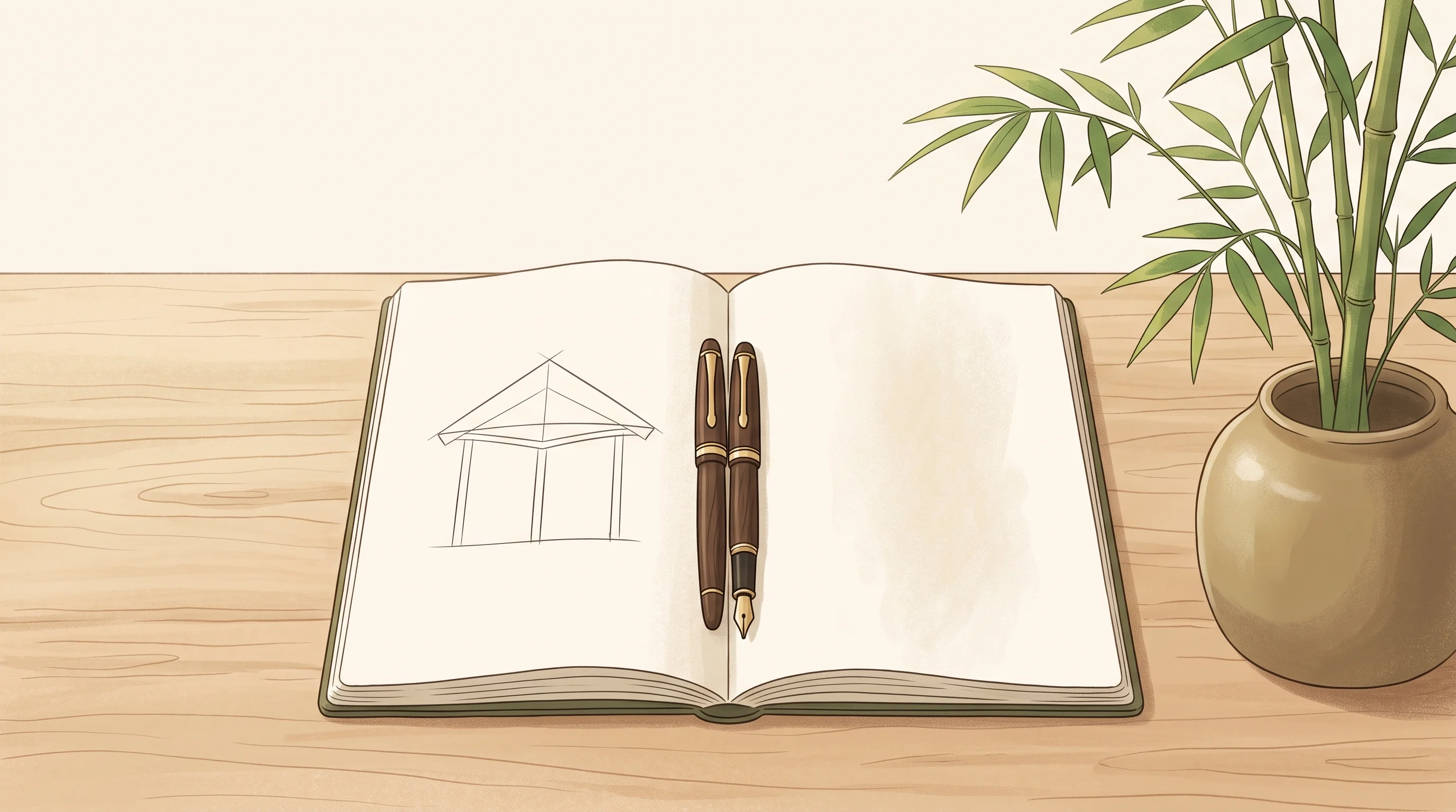 Digital illustration for article section "Content Section 2" in "Parallel Loop raises $6.6M to deploy AI engineers at enterprises" - A conceptual, minimalist illustration of a pristine wooden workspace featuring two elegant, parallel...