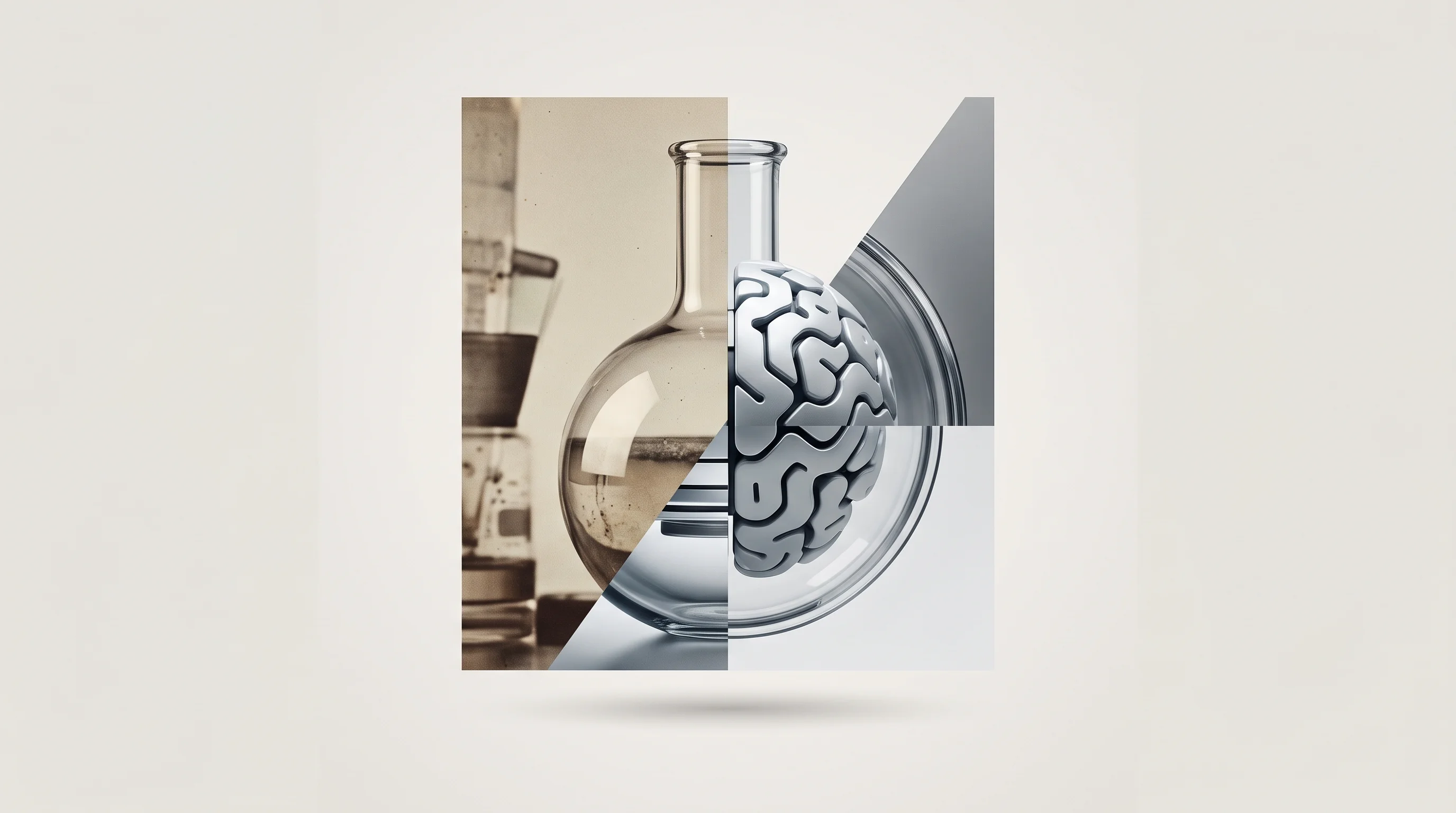 Digital illustration for article section "The Startup Gambit" in "Primordiant builds AI robots to run scientific experiments" - A conceptual, minimalist digital collage representing a startup gambit in the AI automation market, ...