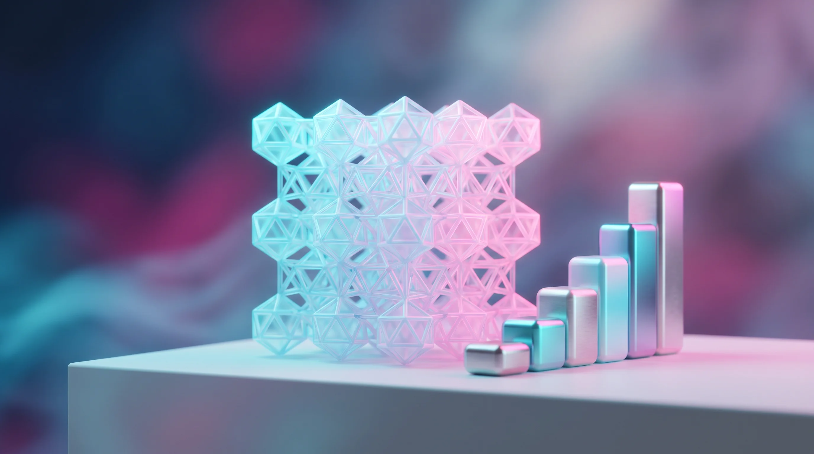 Digital illustration for article section "Metamaterials Draw Investor Interest" in "Kapta Space raises $24M for satellite radar payloads" - A minimalist and conceptual representation of venture capital investment in advanced metamaterials, ...