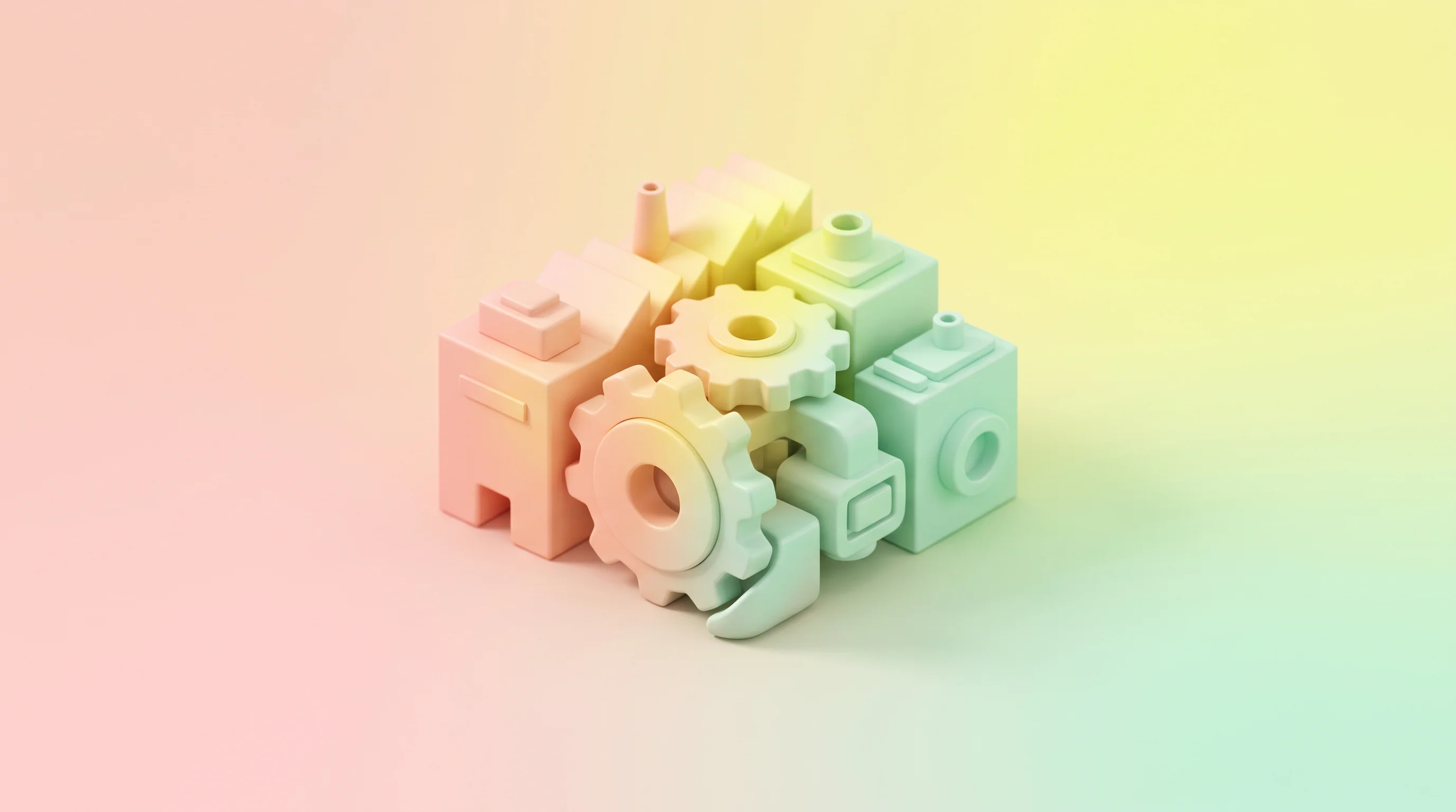 Digital illustration for article section "Content Section 2" in "Aerium raises $2.5M to build AI workforce for manufacturers" - A clean, minimalist 3D conceptual rendering symbolizing coordination and clear visibility in industr...