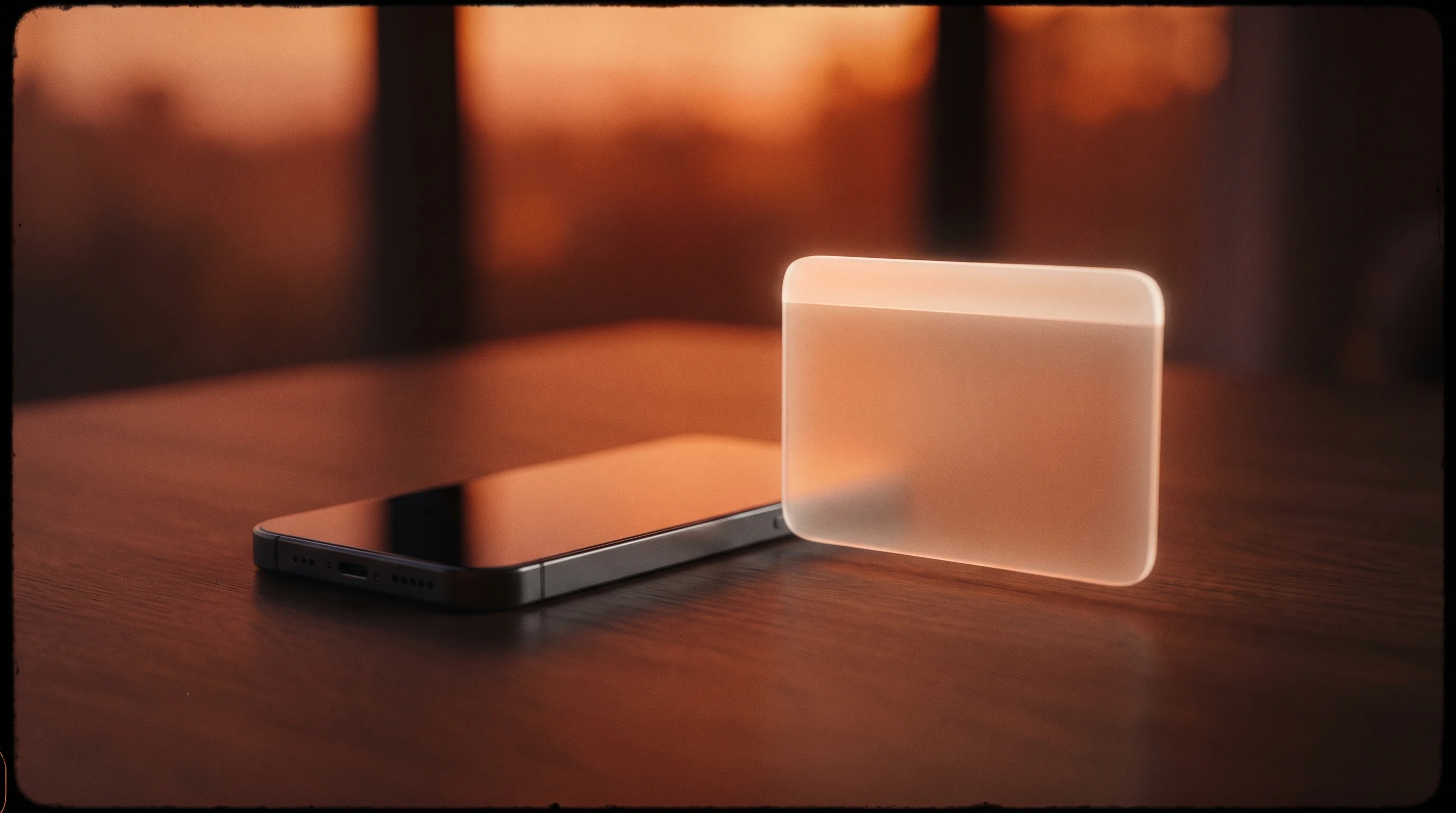 Digital illustration for article section "Content Section 5" in "Fire Wallet launches encrypted stablecoin payment platform" - A minimalist, conceptual composition featuring a sleek, modern smartphone resting on a smooth, unclu...
