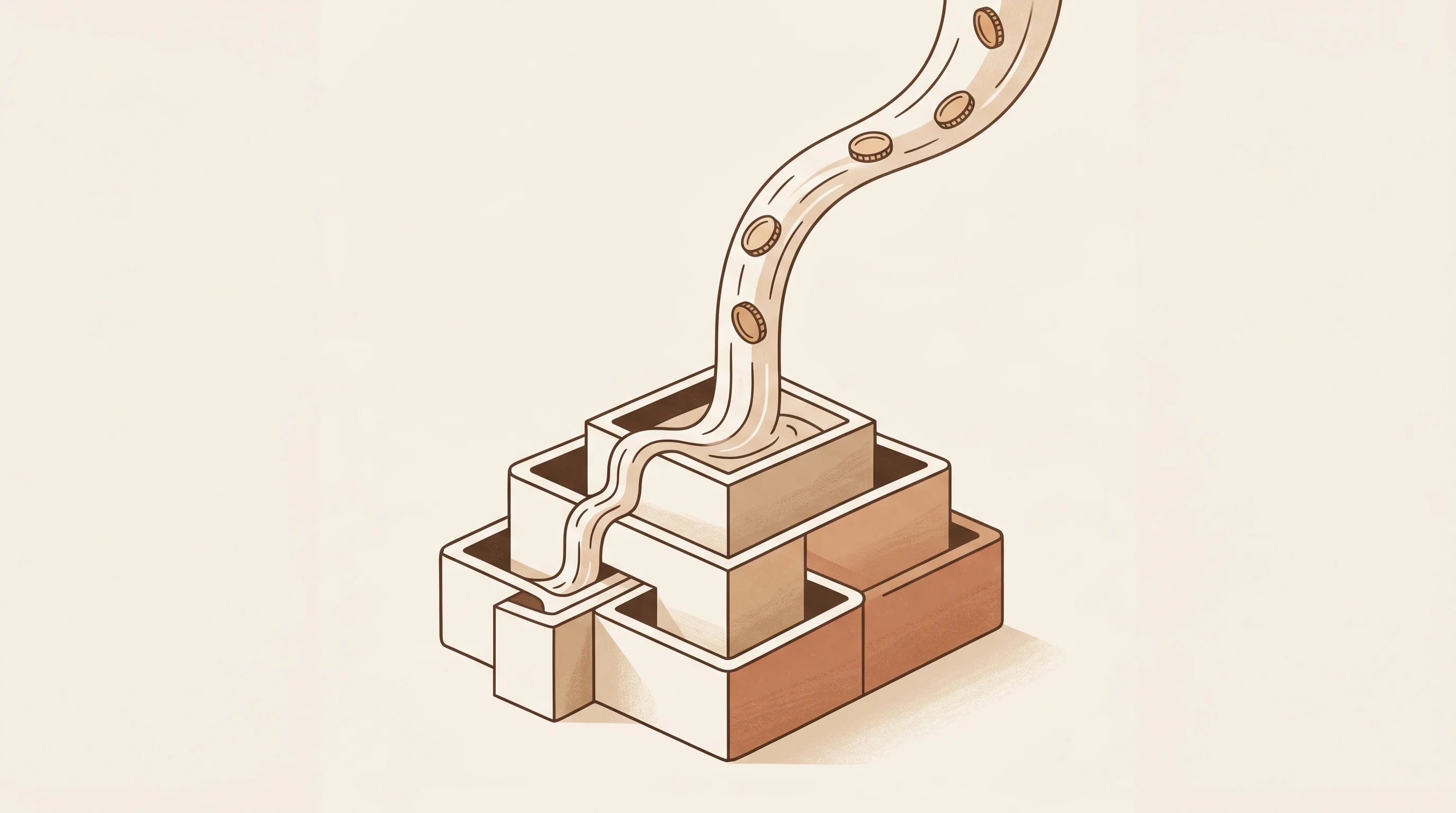 Digital illustration for article section "What Comes Next" in "Fission raises $10M to unlock tokenized fund liquidity" - A clean, conceptual illustration representing the expansion of liquidity capacity and the growth of ...