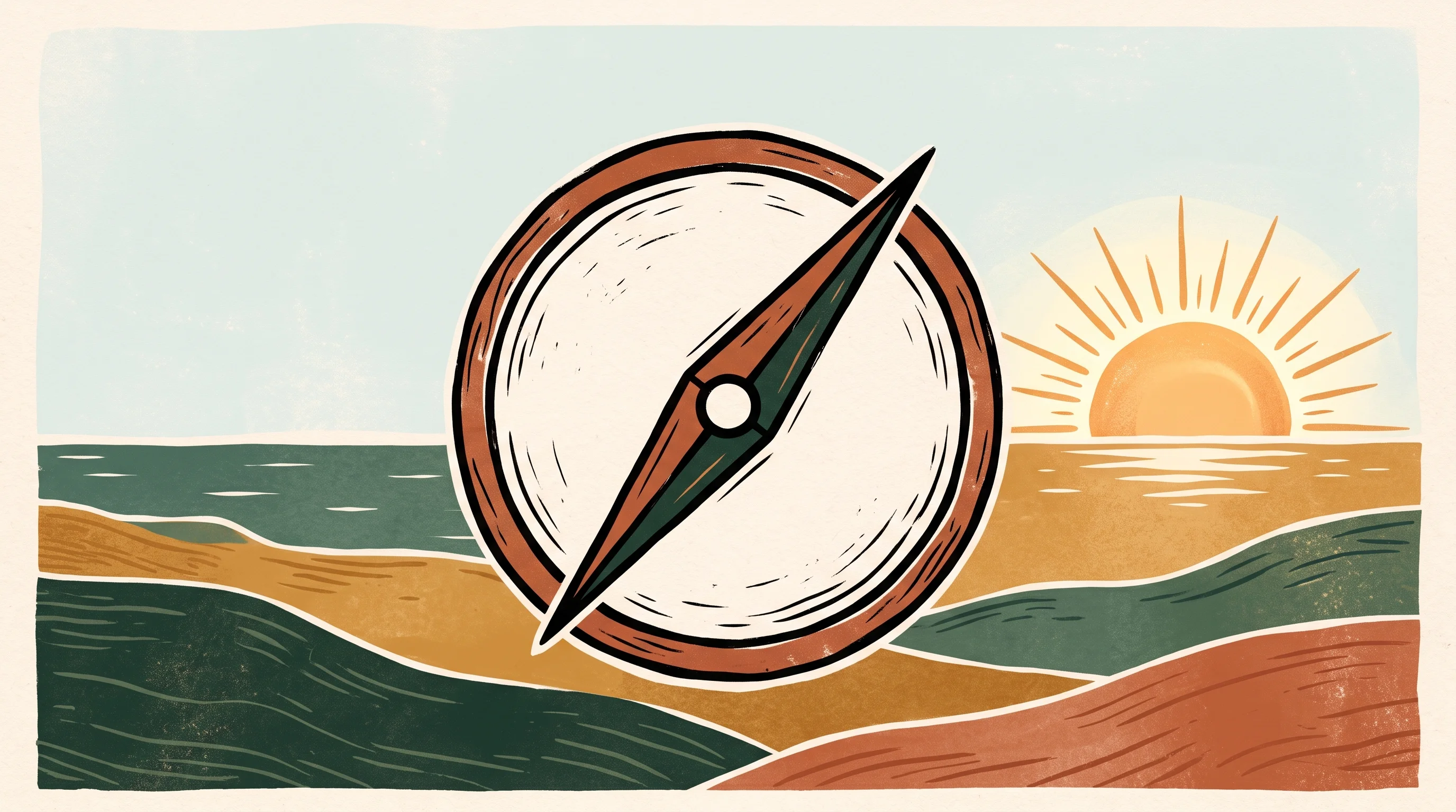 Digital illustration for article section "Content Section 4" in "Quivly AI launches agentic workspace to automate customer success" - A minimalist, conceptual illustration of a singular, stylized compass needle pointing steadily towar...