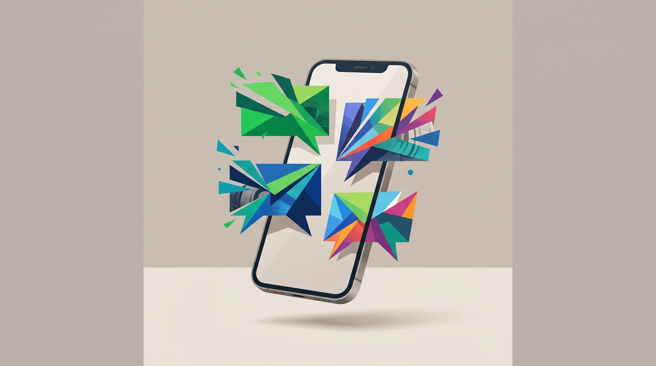 Digital illustration for article section "Content Section 2" in "Zenzap raises $44M to bring AI agents into workplace chat" - A minimalist, conceptual representation of improvised workplace communication tools, featuring a sin...