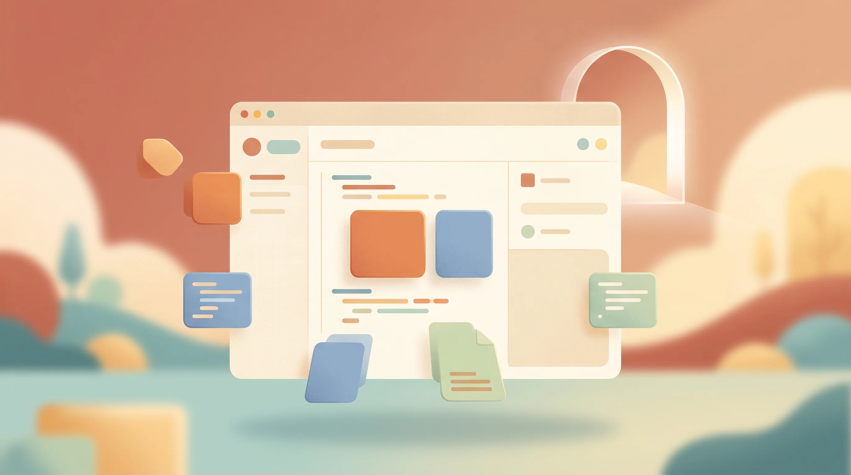 Digital illustration for article section "Developer Experience and Integrations" in "Boat launches cloud VMs for billions of AI agents" - A minimalist and conceptual illustration of a modern developer environment, featuring a clean, styli...