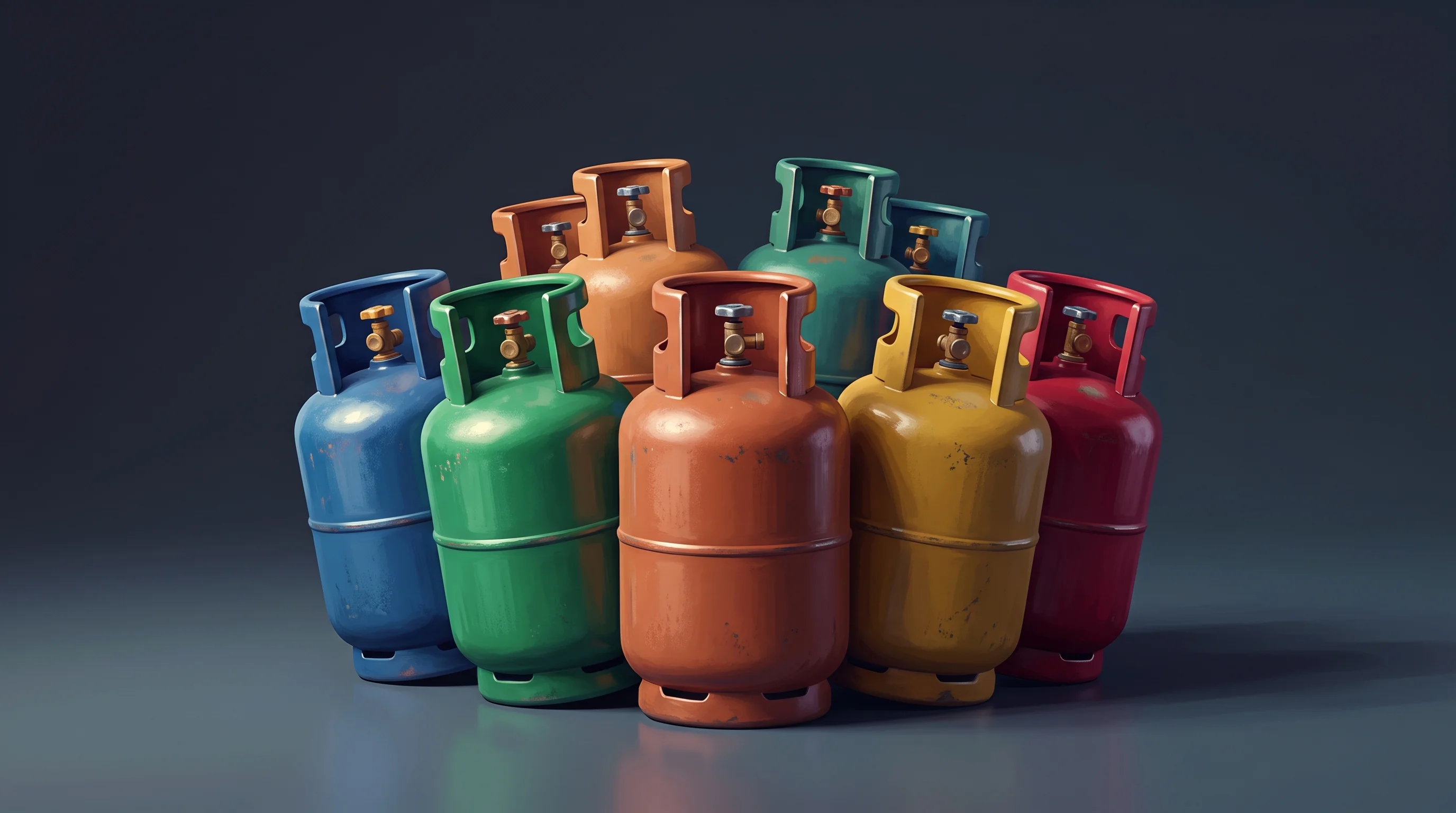 Digital illustration for article section "A packed competitive landscape" in "GoGas launches app to connect Nigerian LPG users and retailers" - A clean, minimalist conceptual illustration representing a packed competitive landscape for LPG cook...