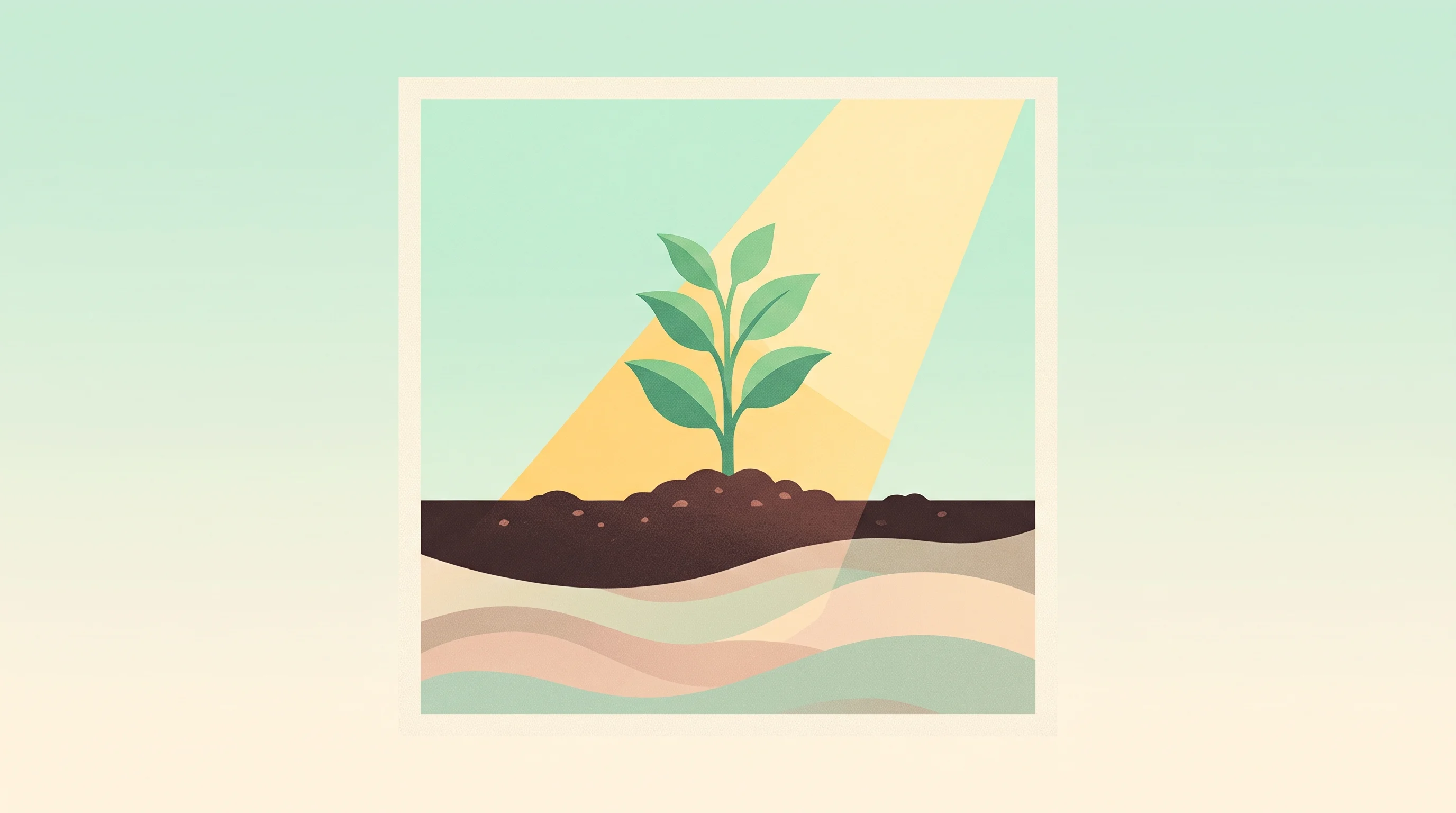 Digital illustration for article section "Content Section 3" in "Electric Plant raises $11.2M to decode plant signals with AI" - A minimalist, conceptual illustration of a single, perfectly tended garden plot featuring a healthy ...