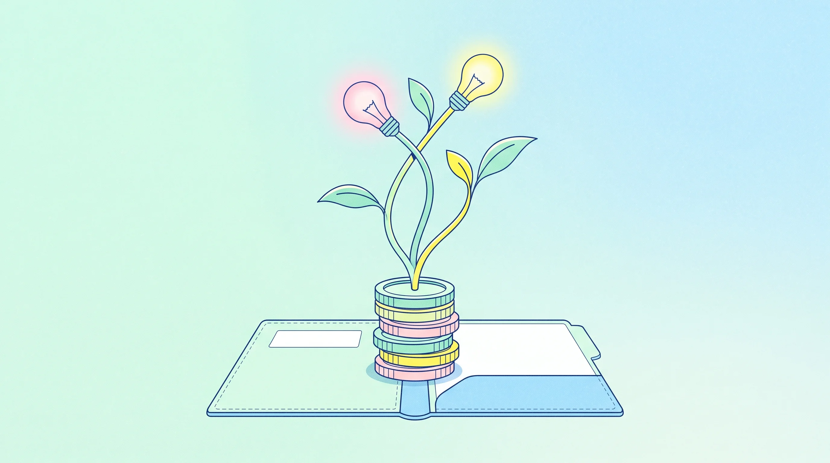 Digital illustration for article section "Content Section 5" in "Electric Plant raises $11.2M to decode plant signals with AI" - A conceptual, minimalist illustration of a stylized "electric plant" seedling—featuring sleek, grace...