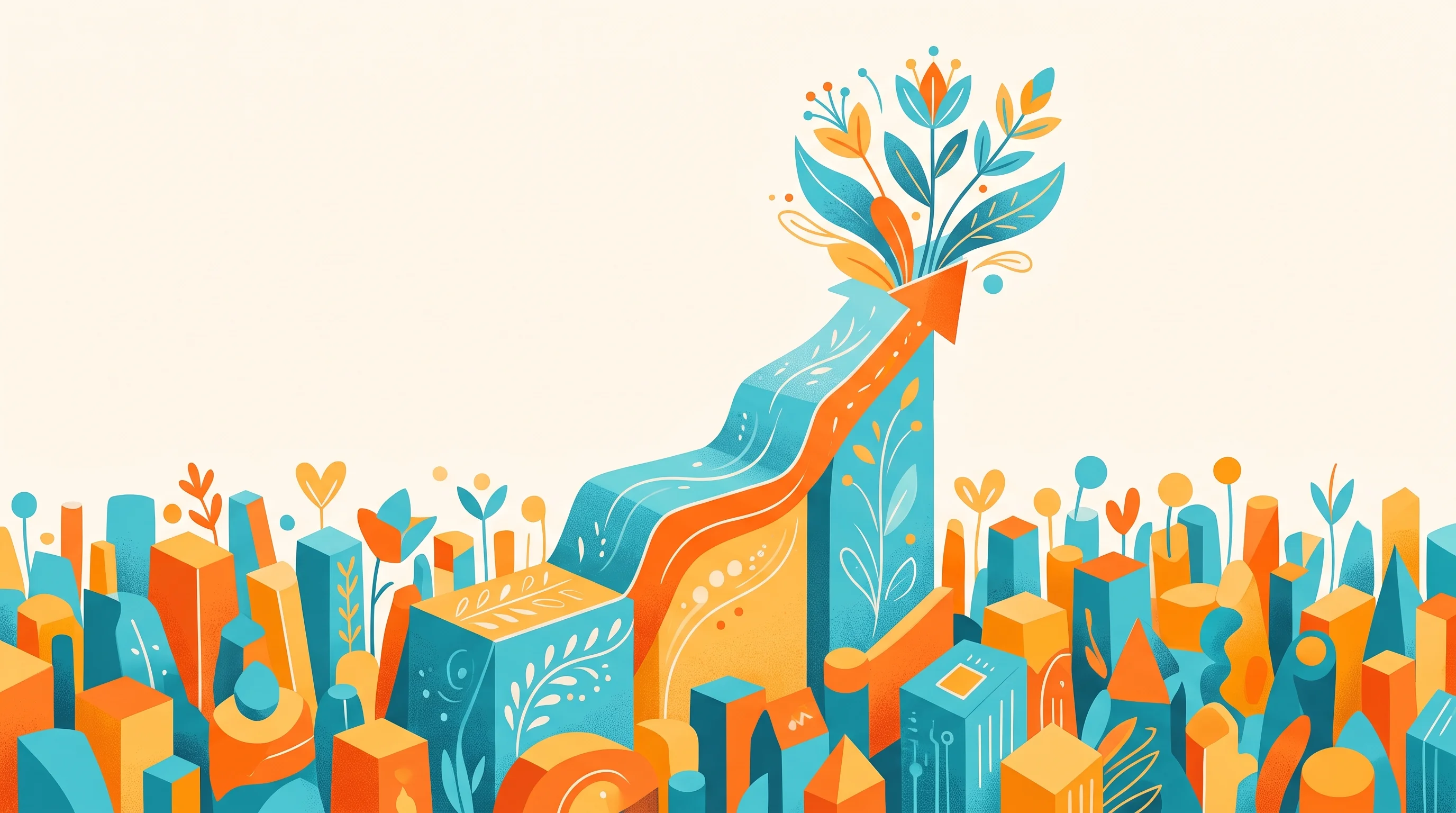 Digital illustration for article section "A Crowded Field" in "Sophont launches Holon-S1 to predict tumor biology from H&E slides" - A conceptual and minimalist illustration representing financial growth and a crowded market, featuri...