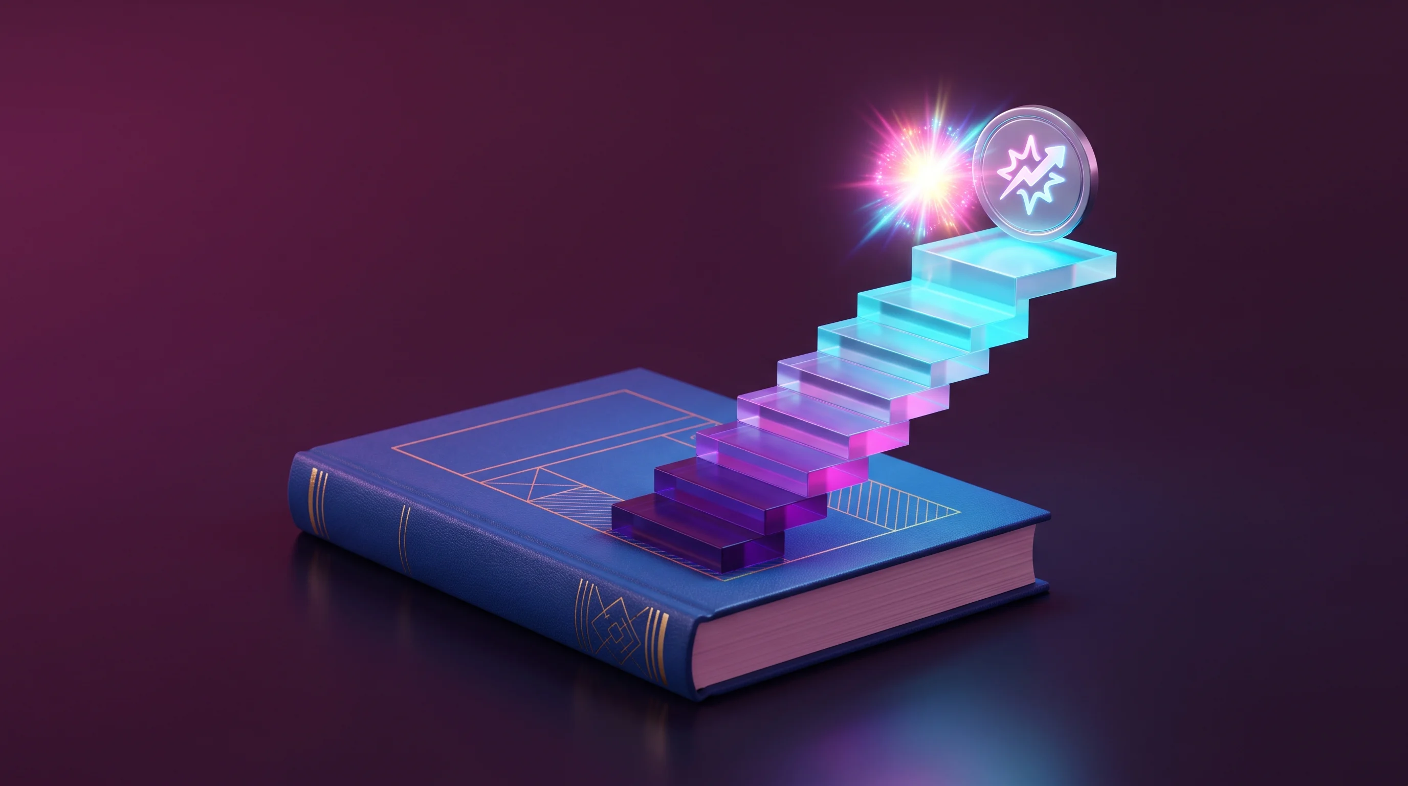 Digital illustration for article section "From Academia to Techstars" in "Optivolt raises $32M to build intelligence into solar panels" - A clean, conceptual, and minimalist composition representing a startup's successful journey from aca...