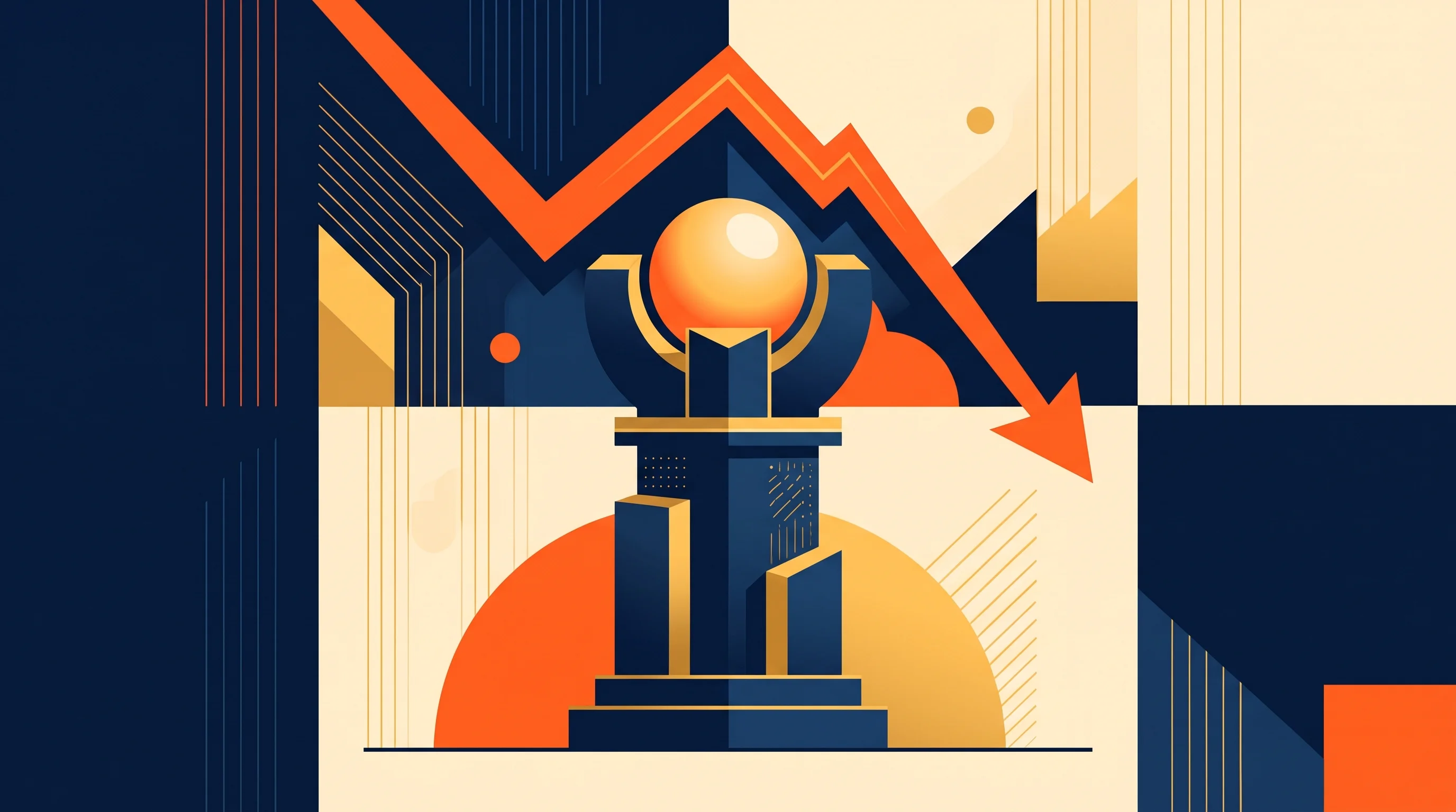 Digital illustration for article section "Content Section 2" in "Hive raises $27M to expand live event marketing platform" - A clean, minimalist modernist illustration representing corporate resilience during a sudden economi...