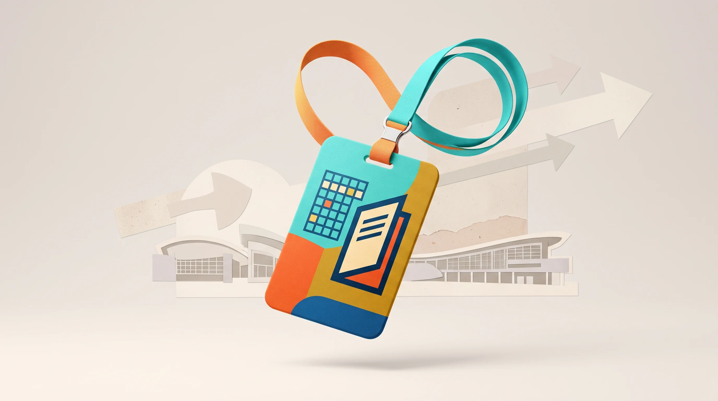 Digital illustration for article section "What's next" in "Chromie launches AI OS to help contractors win federal deals" - A clean, minimalist conceptual image representing a business moving forward on the conference circui...
