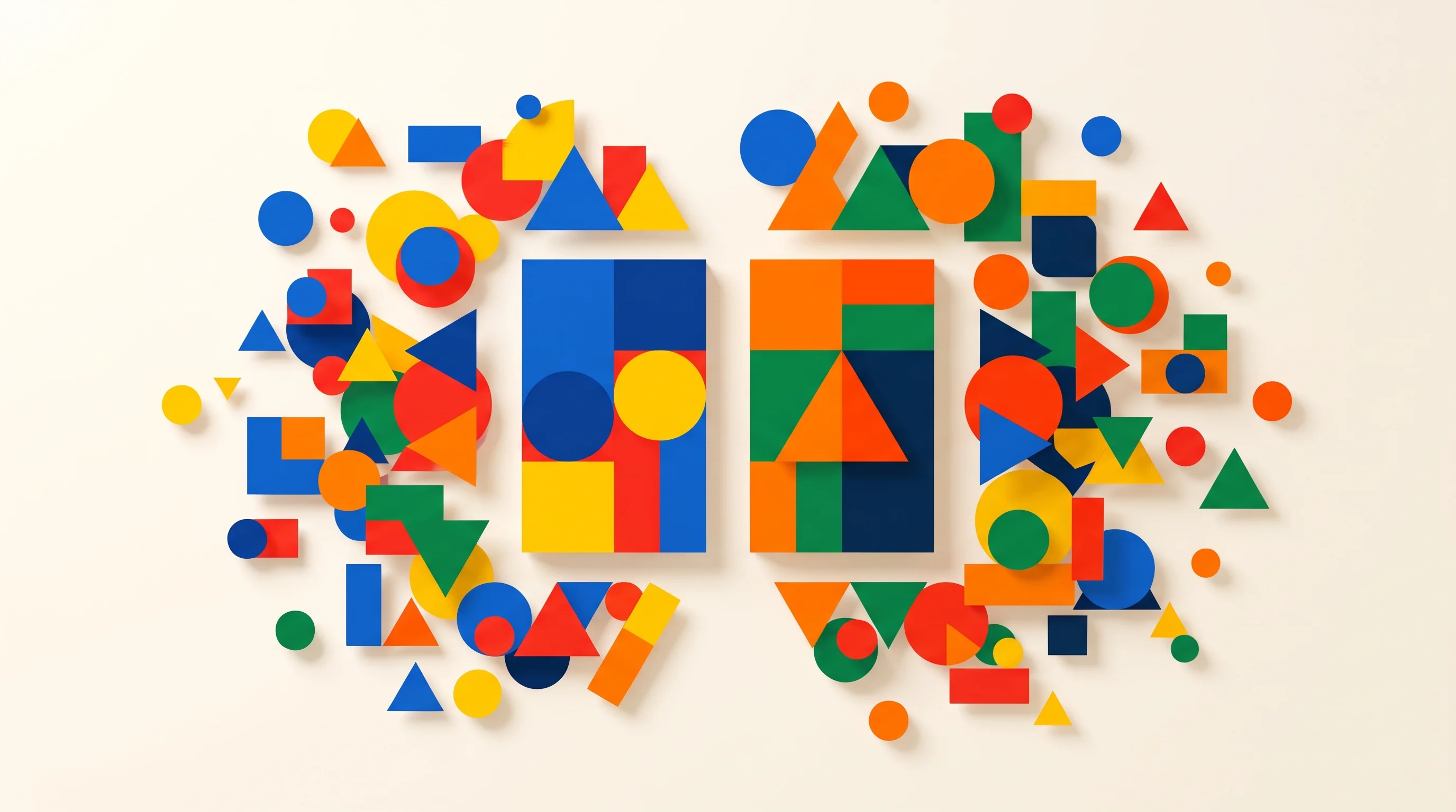 Digital illustration for article section "A crowded field" in "Composal launches AI agent swarms to test software like users" - A minimal and conceptual representation of a crowded field of automated testing agents, depicted thr...