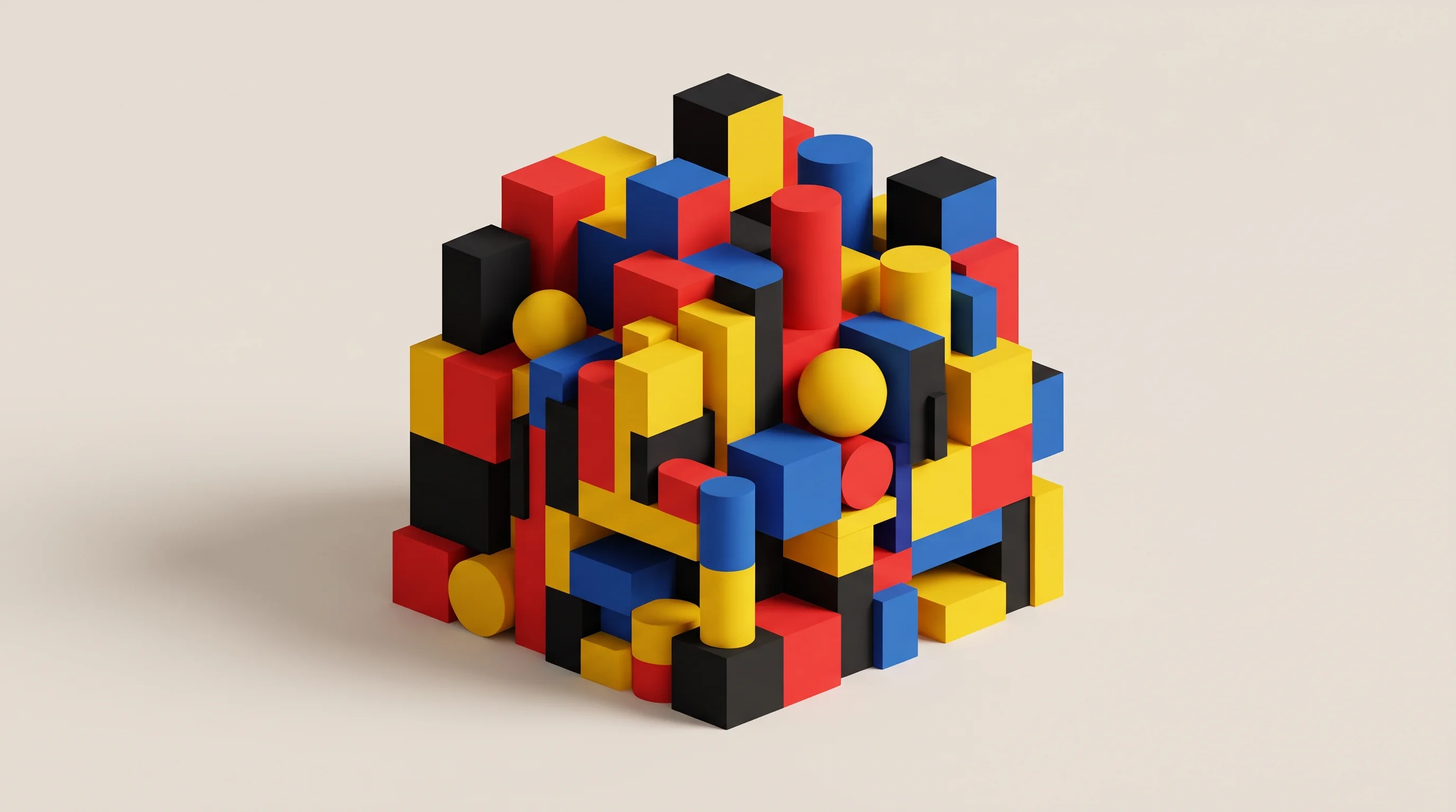 Digital illustration for article section "A crowded field" in "Mosaic launches shared memory to sync 2,000 AI coding agents" - A conceptual and abstract representation of a crowded field of shared memory and live-collaboration ...