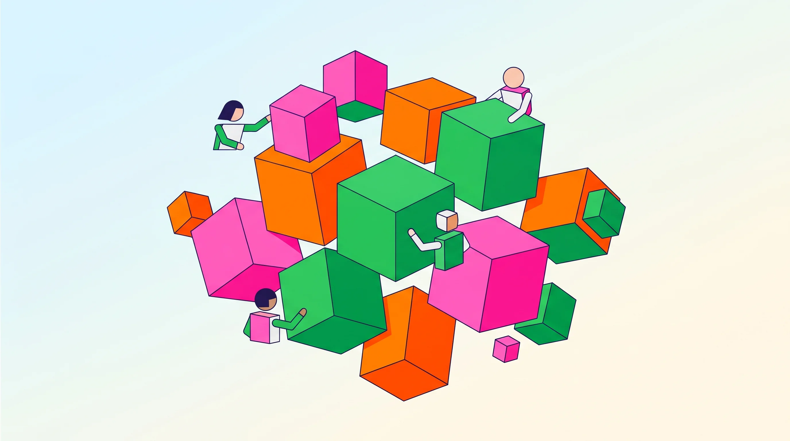 Digital illustration for article section "A crowded field" in "Superserve launches VMs for AI agents, now at 100K+ weekly runs" - A conceptual and modern illustration representing a crowded field of microVMs and cloud-based execut...