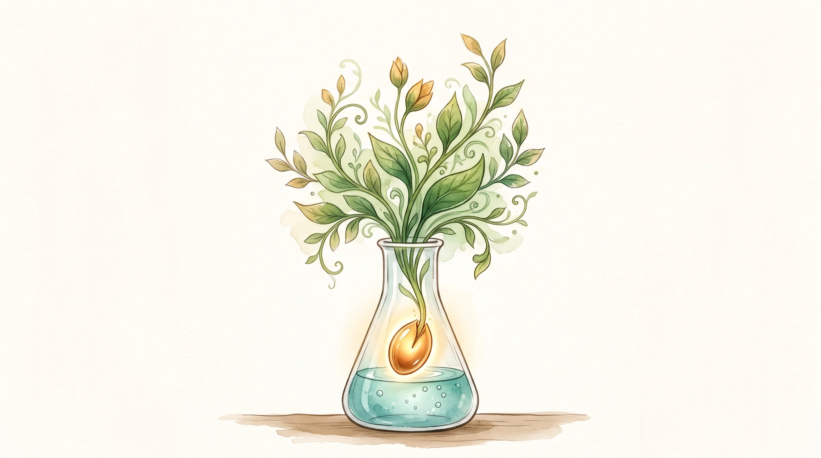 Digital illustration for article section "What the Seed Money Buys" in "Pythag Tech uses AI to direct lab experiments for cultivated meat" - A conceptual, minimalist illustration representing seed money funding wet-lab expansion, featuring a...