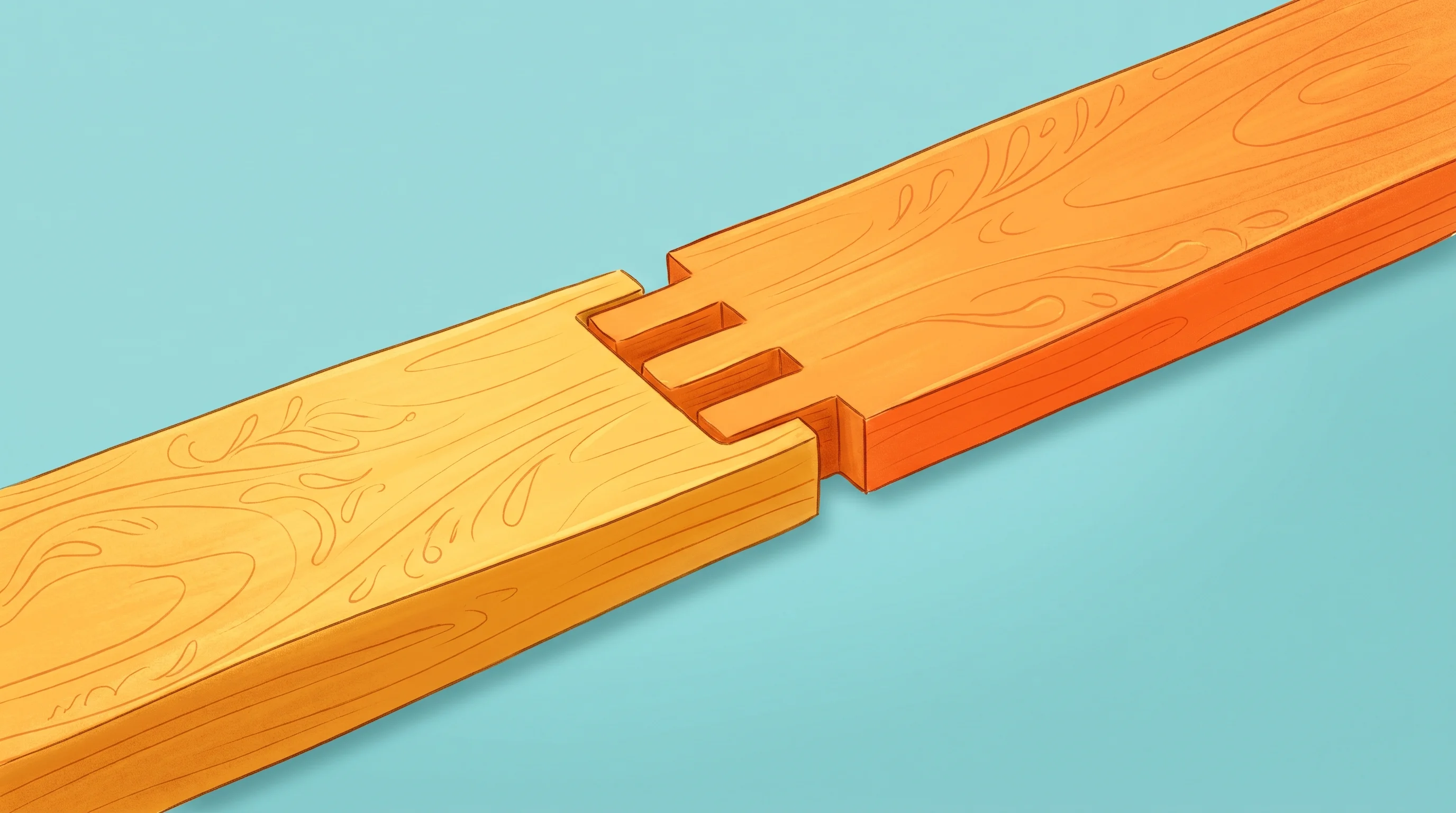 Digital illustration for article section "Early customers" in "Neuron Industries raises $10M to replace PLCs with AI controllers" - A conceptual, minimalist illustration focusing on two pieces of smooth engineered wood perfectly int...