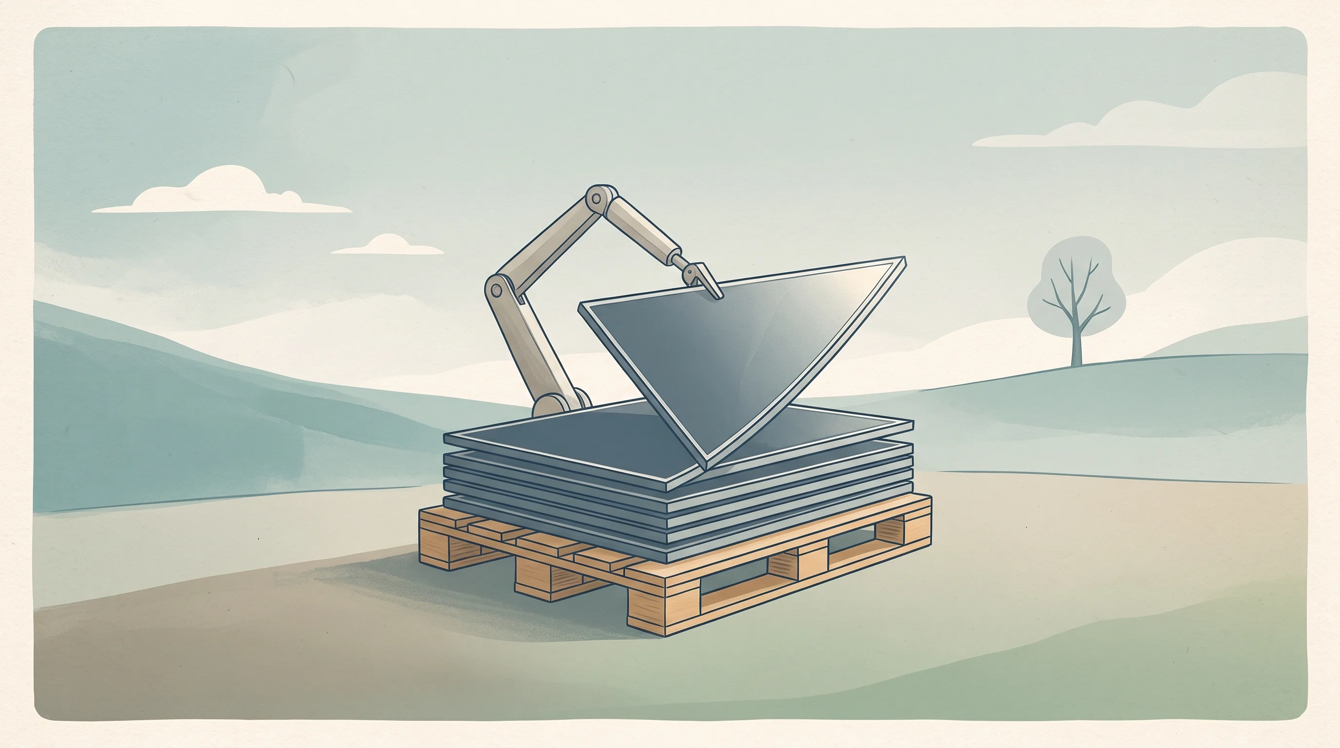 Digital illustration for article section "The autonomy pitch" in "Micora launches deployable solar microgrid for 50 kW-1 MW sites"