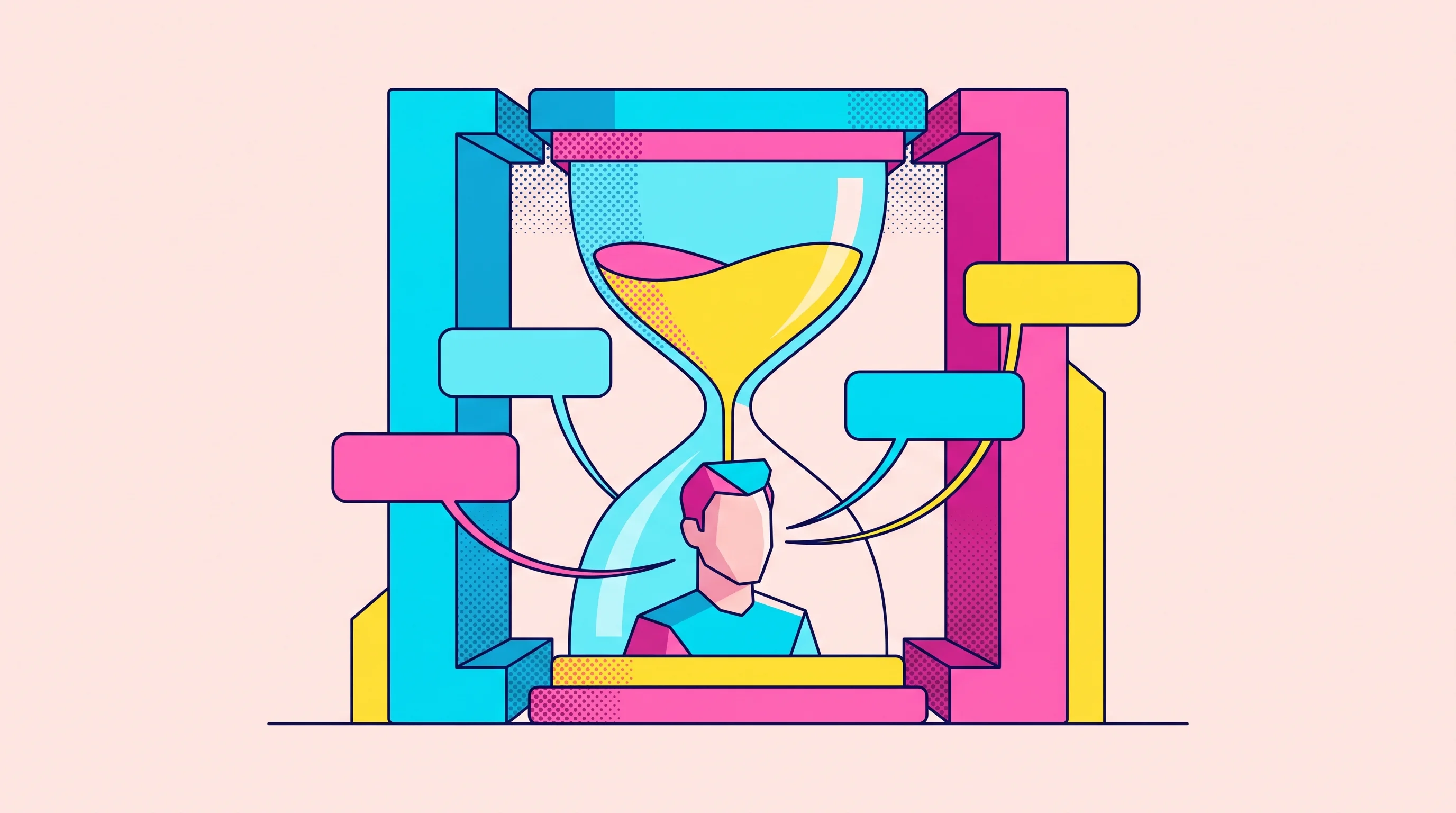 Digital illustration for article section "Timing and the Competitive Squeeze" in "YC-Backed Keyframe Labs Launches Real-Time AI Avatars at $0.06/Min"